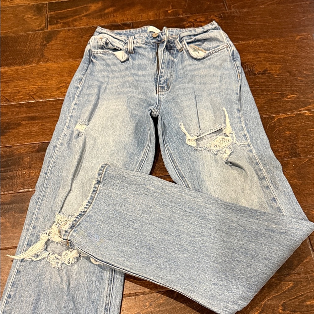 VERVET BY FLYING MONKEY Light Blue Distressed Flare Jeans - Picture 2 of 3